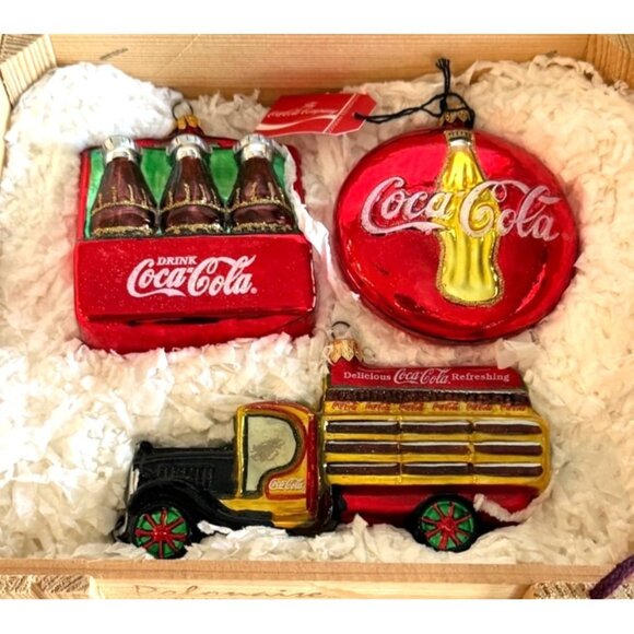 Coca Cola Vintage Kurt Adler Dolomaise Collection Ornaments Set of 3 NIB - Picture 2 of 4